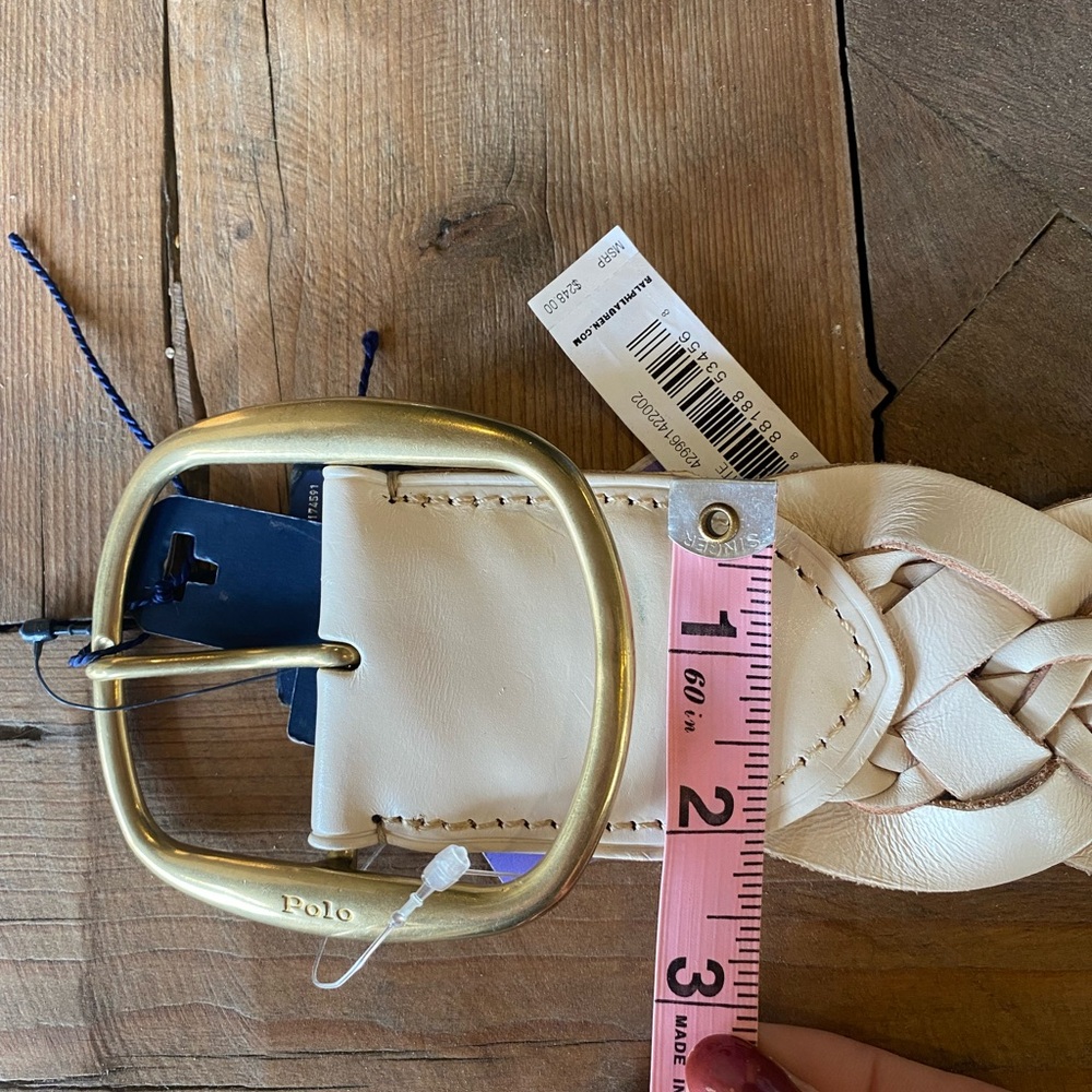Polo by Ralph Lauren Off-White Braided Leather Belt